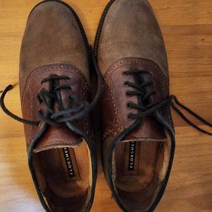 Vtg. Florsheim Brown Nubuck Leather Saddle Shoe Oxford Sz. Mens 7.5 Made Italy